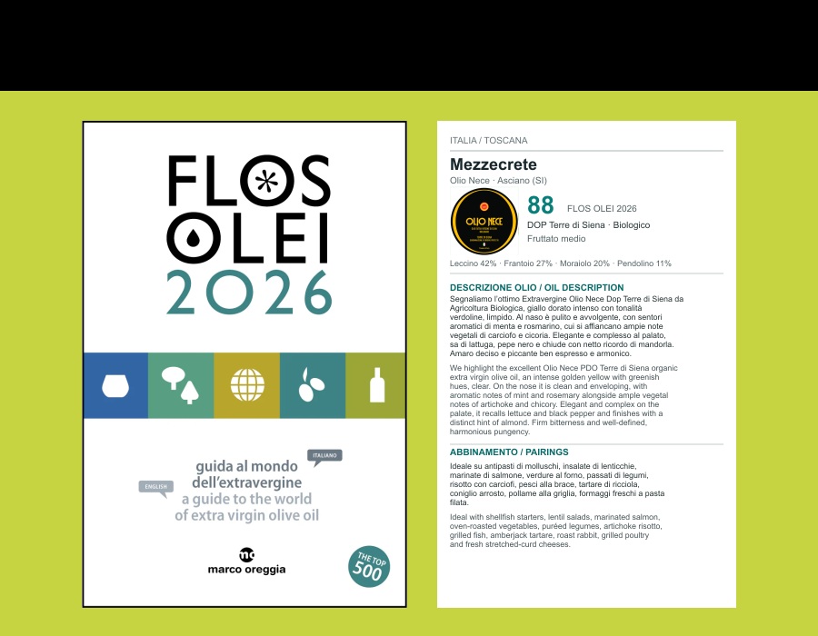 Flos Olei 2026 - Mezzecrete Olio Nece, 88 points